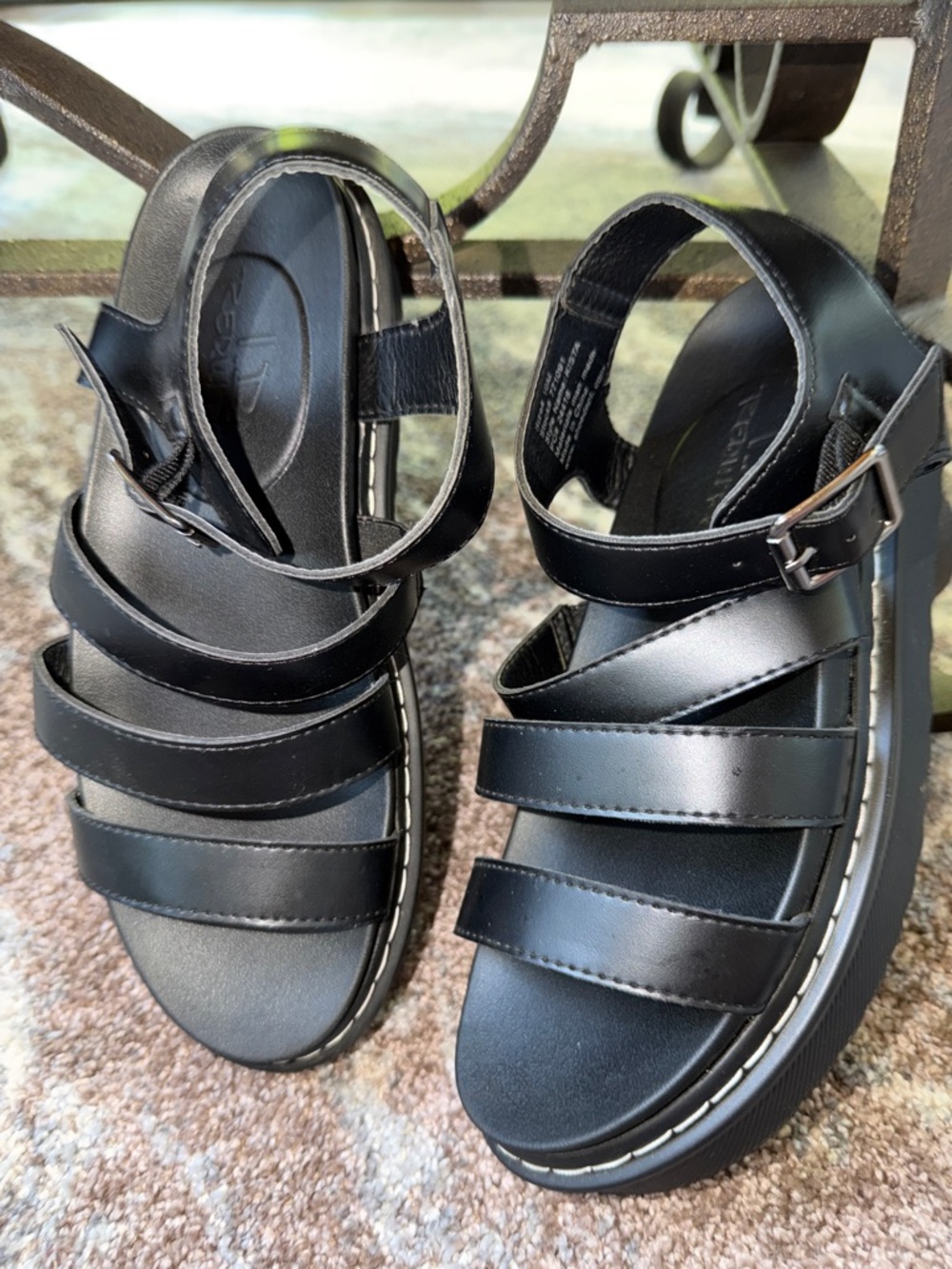 I.D. Required Black Strappy Platform Sandals 10